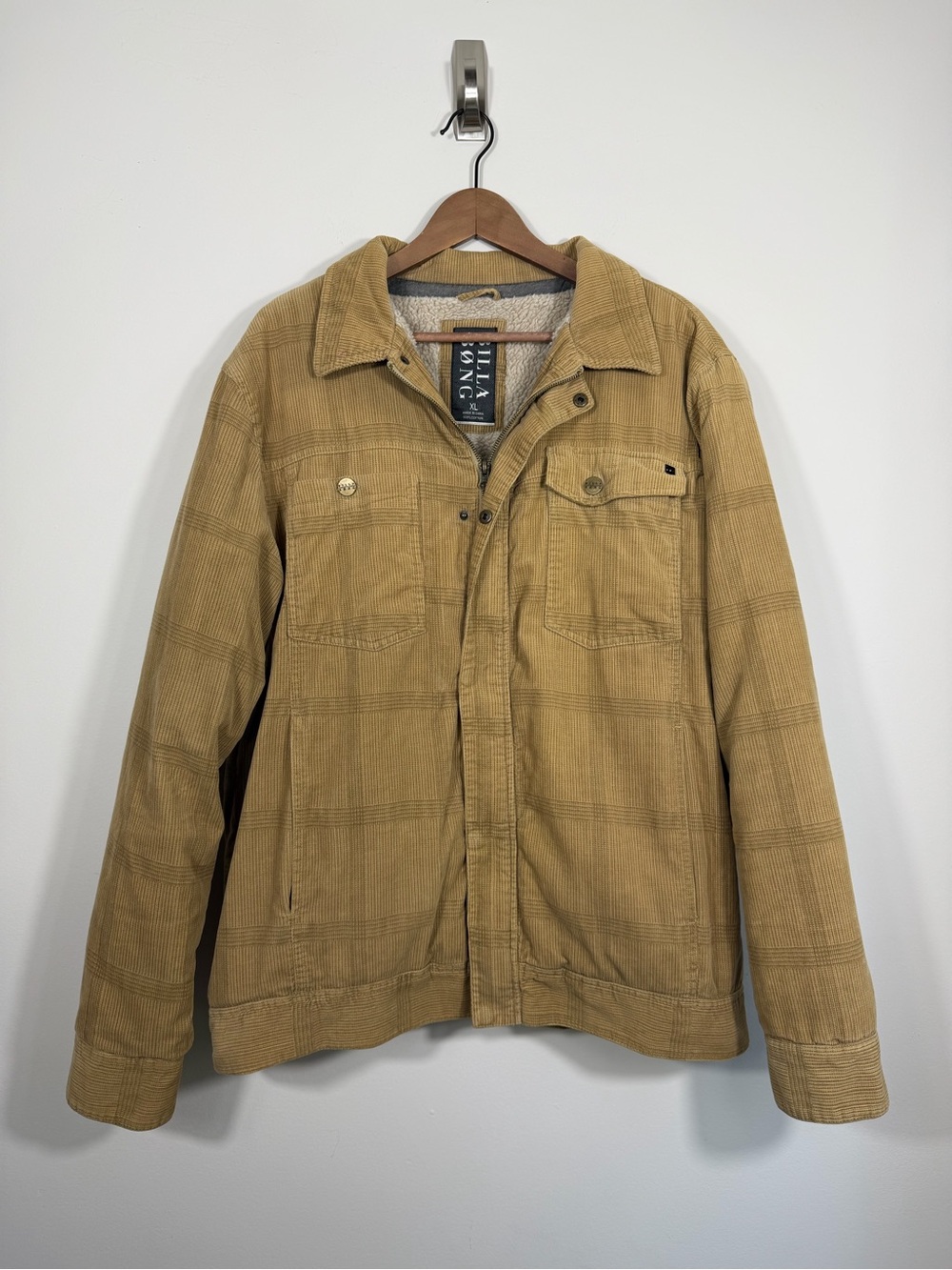 Billabong Men’s XL Tan Corduroy Sherpa Lined Trucker Field Jacket